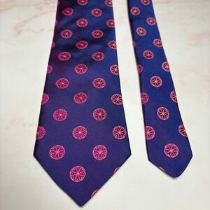 Ted Baker London Silk Mens Tie Blue Pink Floral Pattern